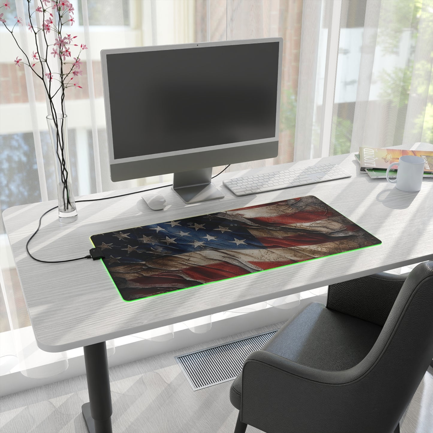 Distressed American Flag LED Gaming Mouse Pad