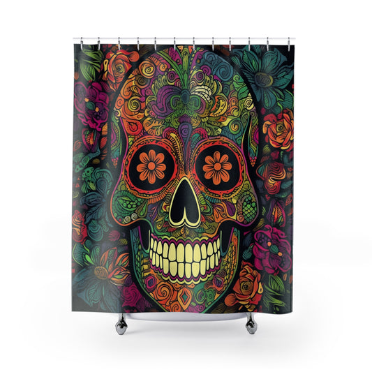 Retro Sugar Skull Shower Curtains