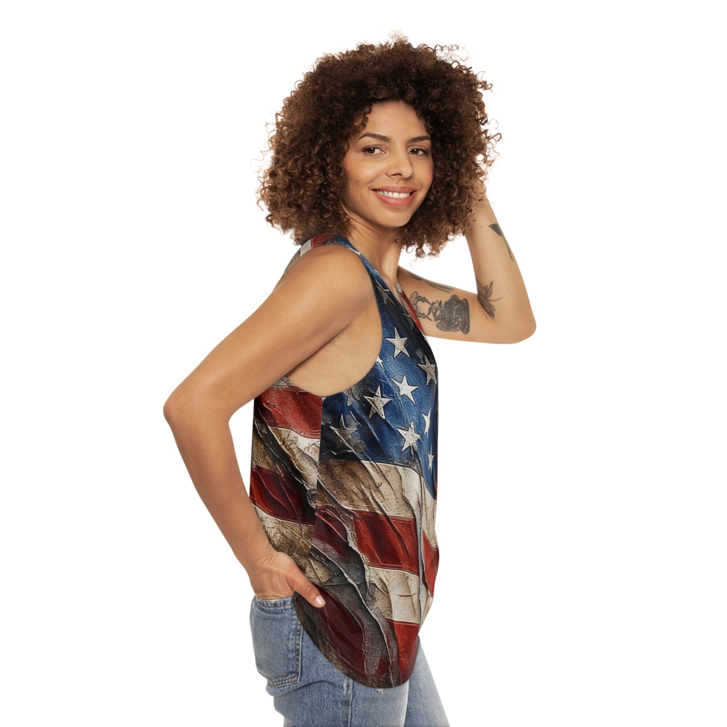 Distressed American Flag Unisex Tank Top (AOP)