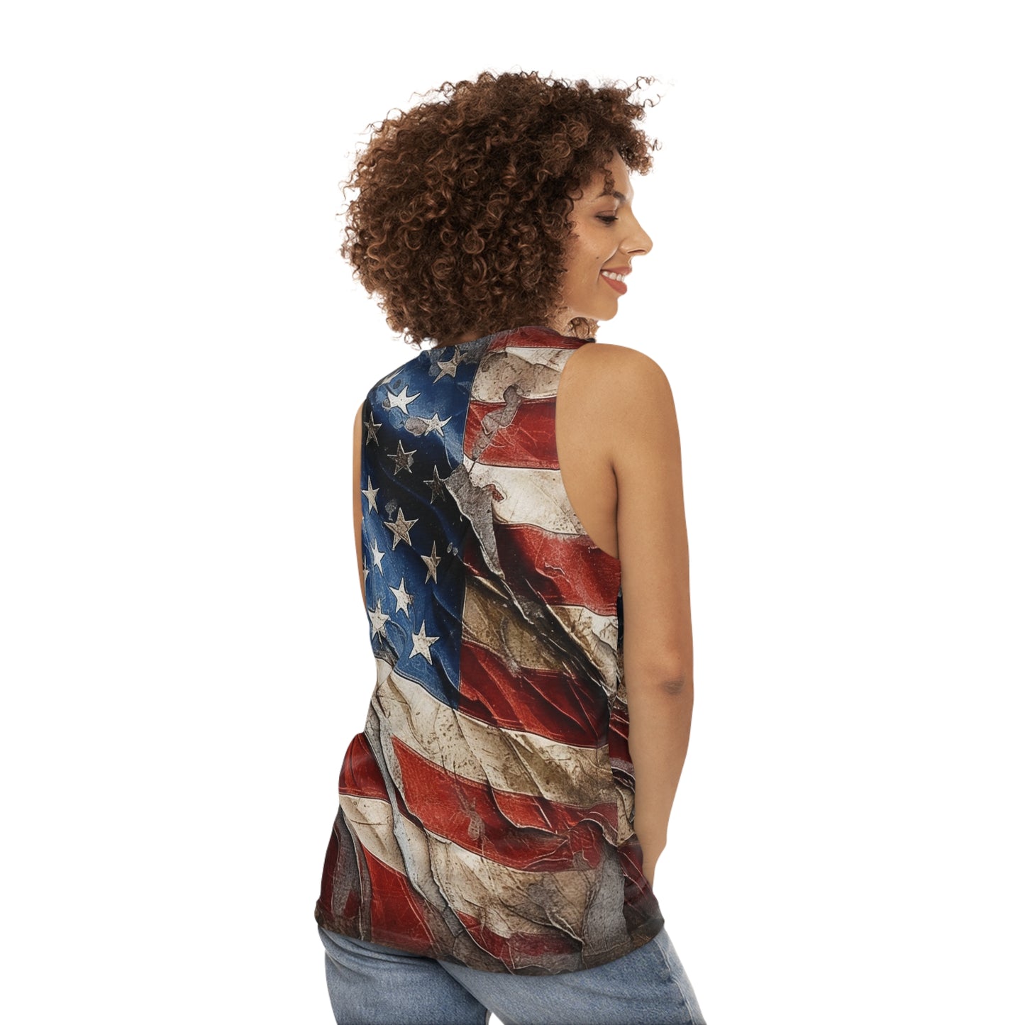 Distressed American Flag Unisex Tank Top (AOP)