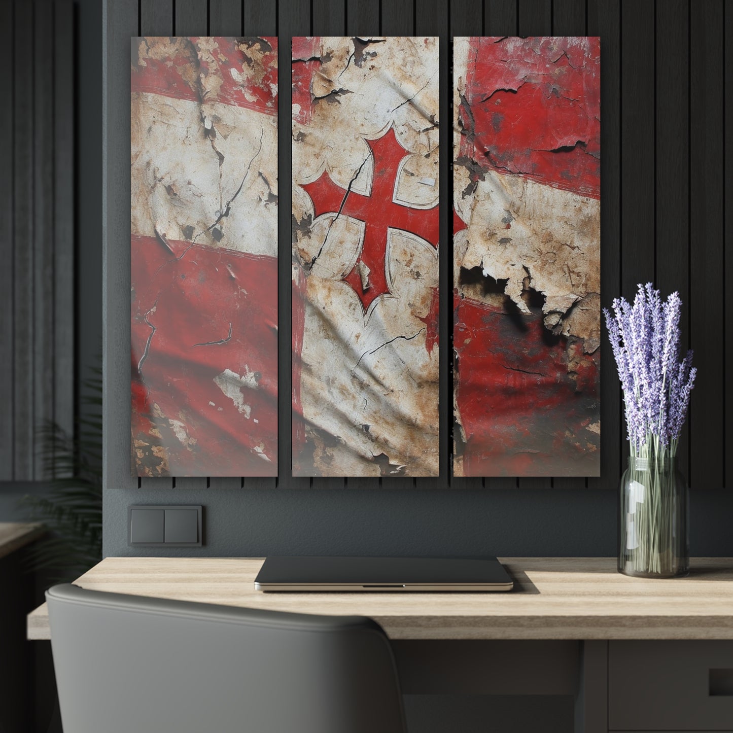 Tattered Templar Flag Acrylic Prints (Triptych)