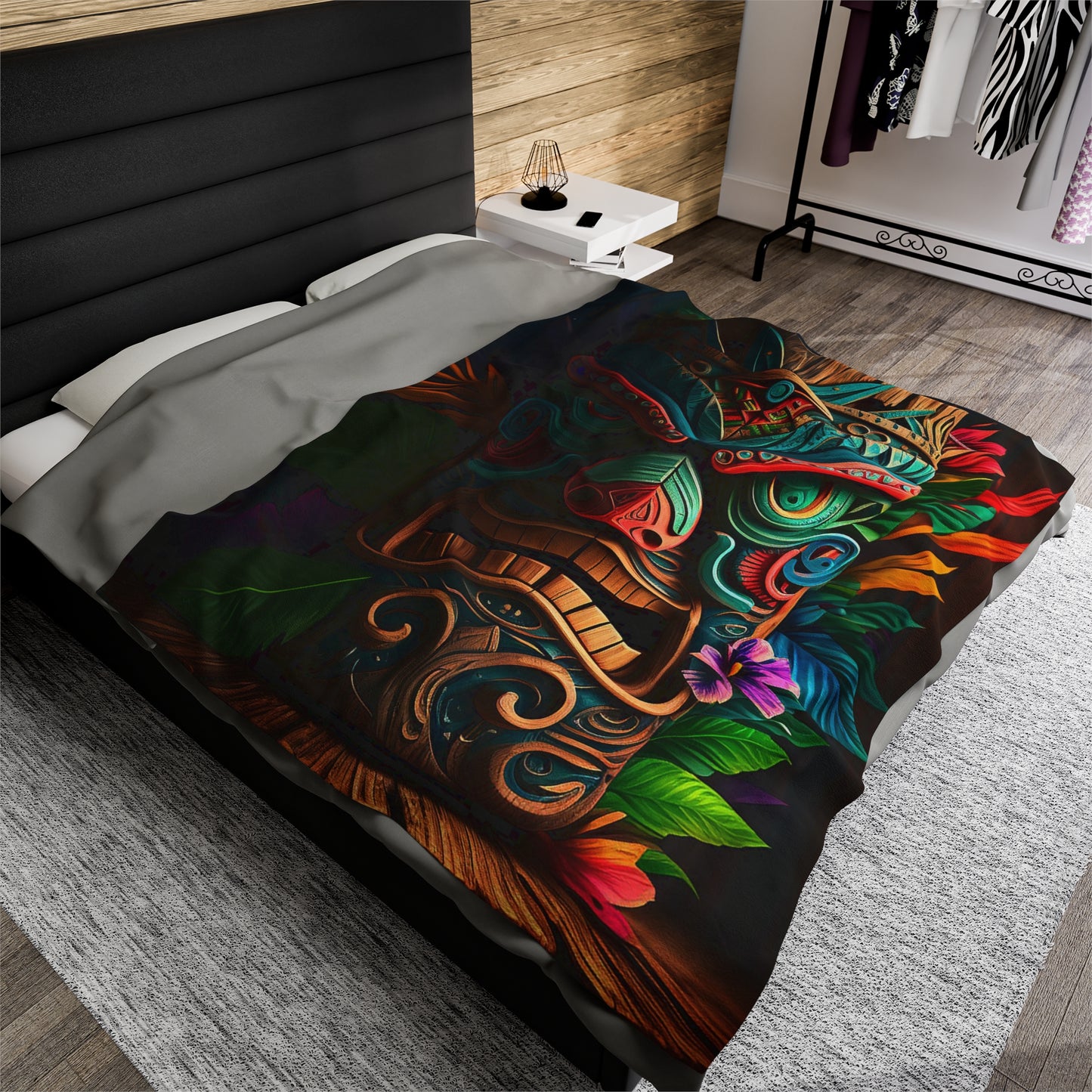 Tiki Idol Velveteen Plush Blanket