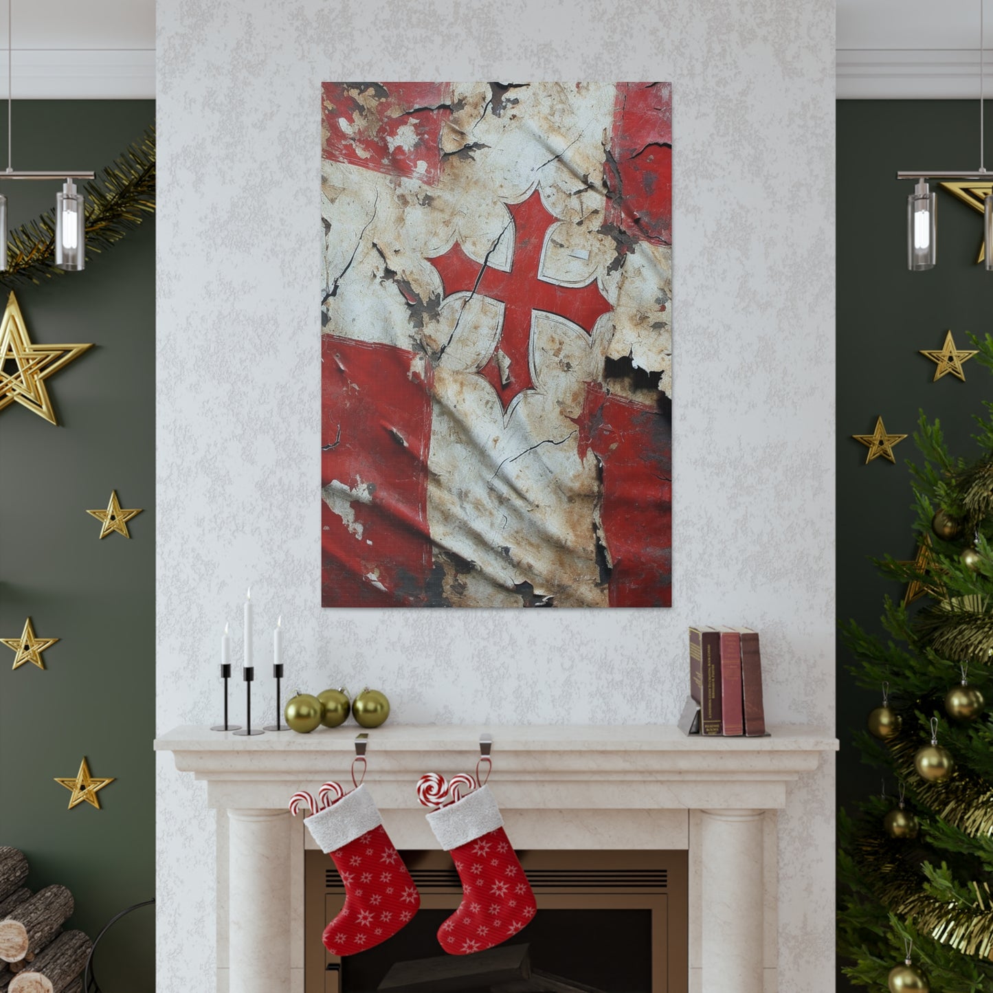 Tattered Templar Flag Canvas Gallery Wraps