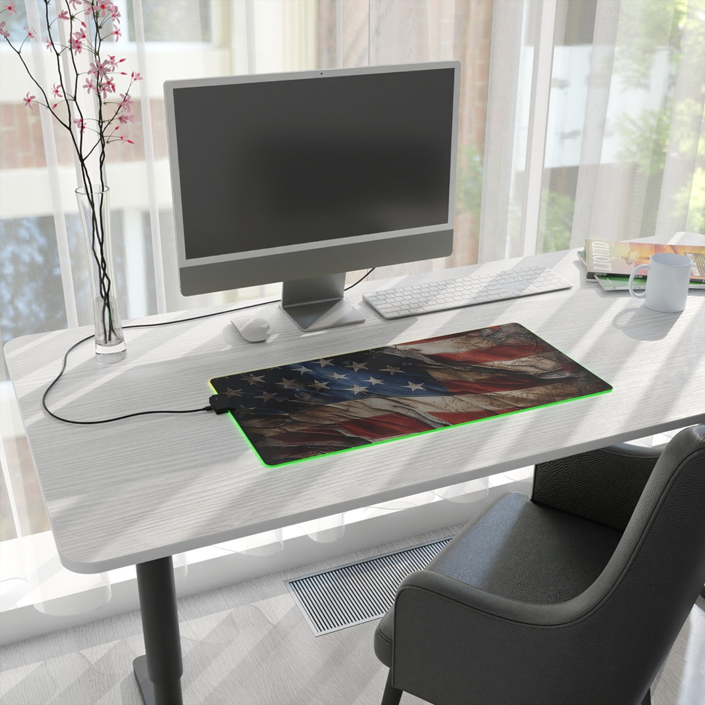 Distressed American Flag LED Gaming Mouse Pad
