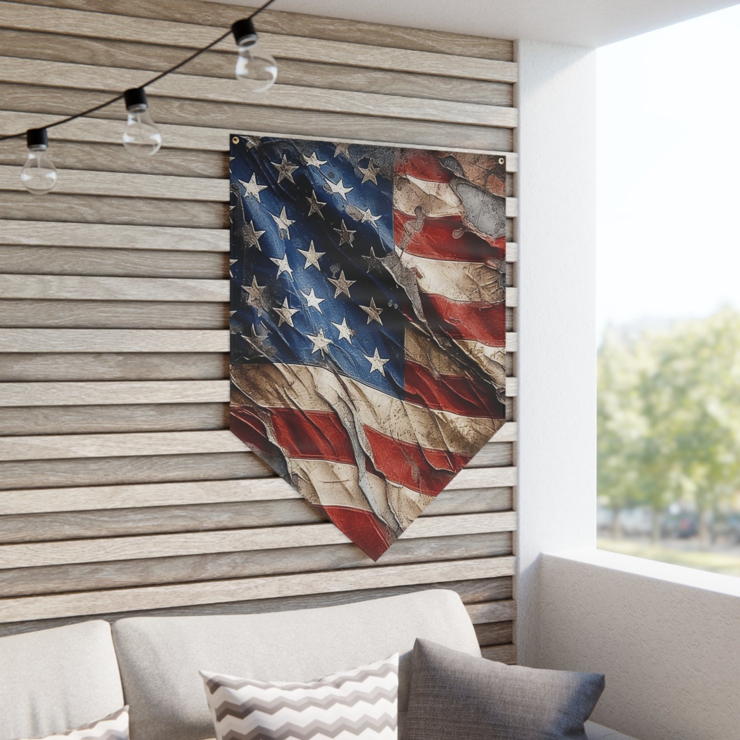 Distressed American Flag Pennant Banner