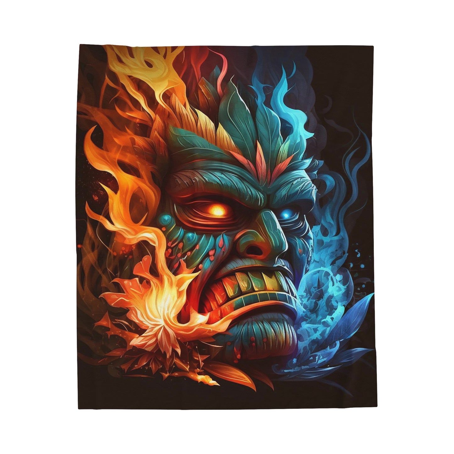 Smoke & Flame Tiki Velveteen Plush Blanket