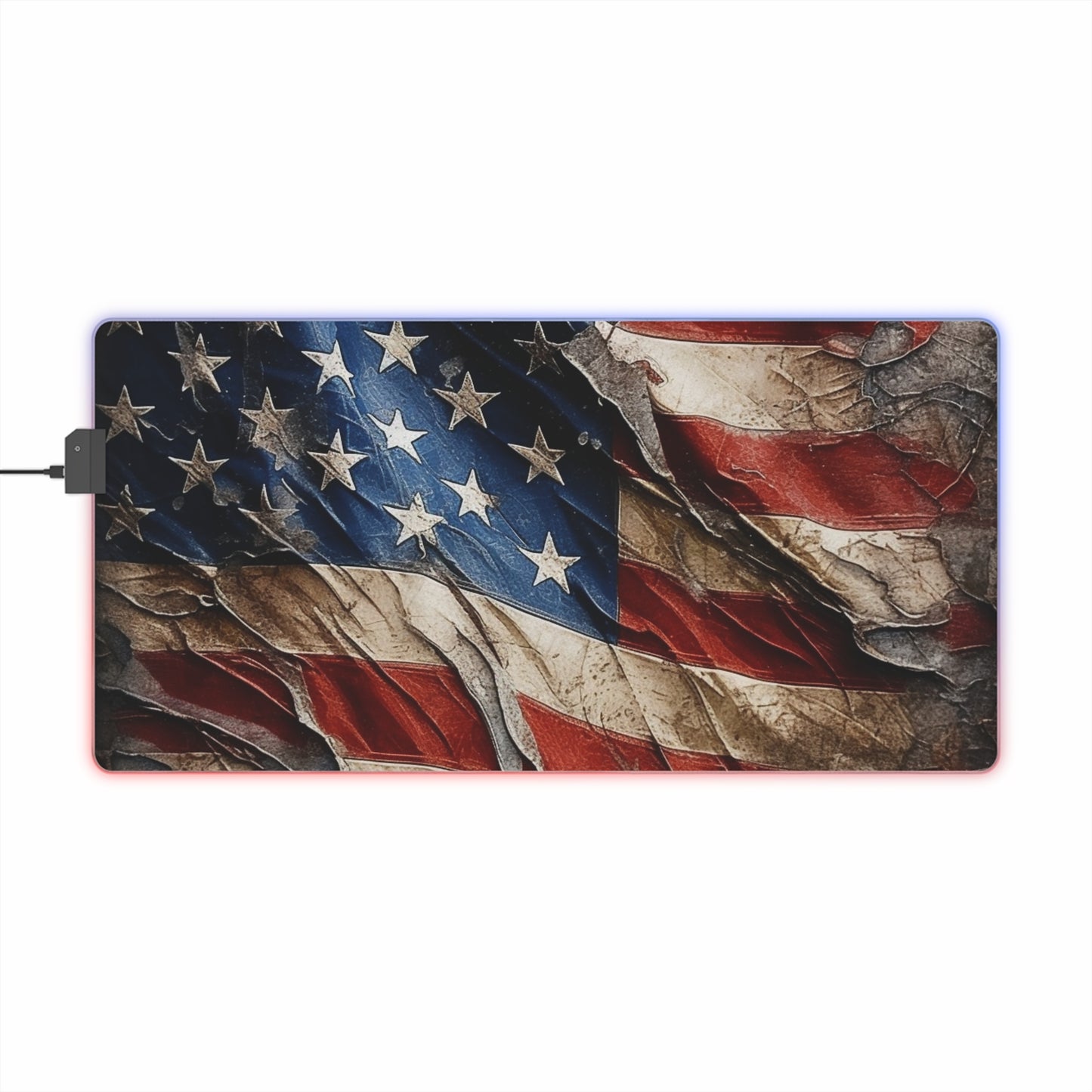 Distressed American Flag LED Gaming Mouse Pad