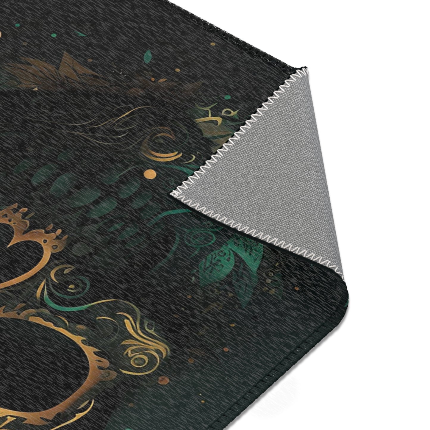 Green & Gold Sugar Skull Area Rug