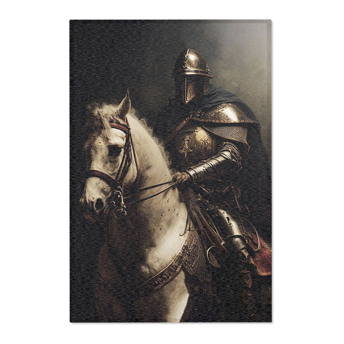 Knight on White Mount Area Rug
