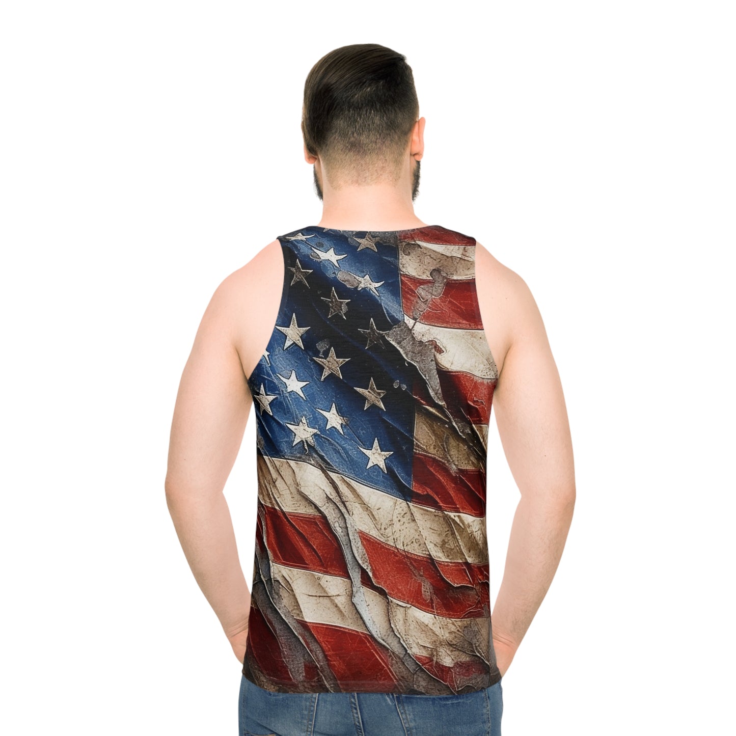 Distressed American Flag Unisex Tank Top (AOP)