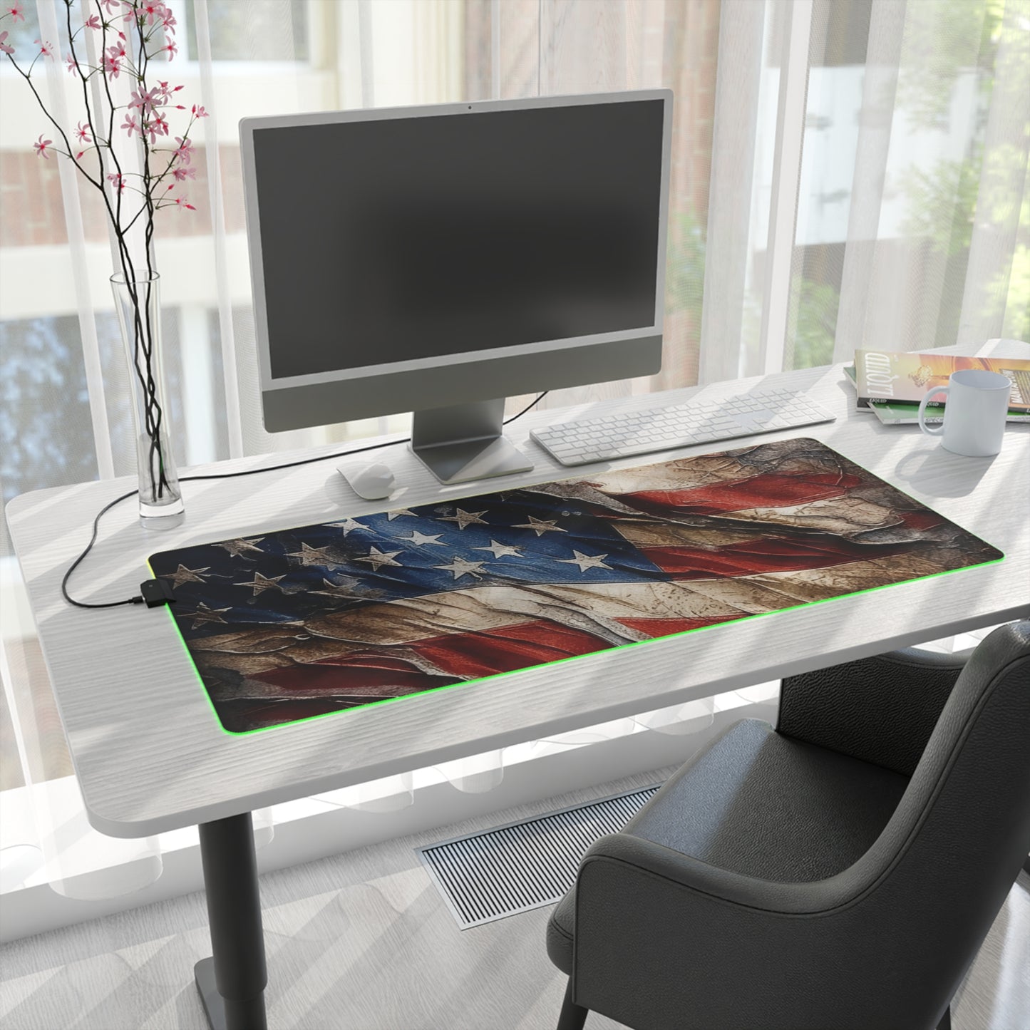 Distressed American Flag LED Gaming Mouse Pad