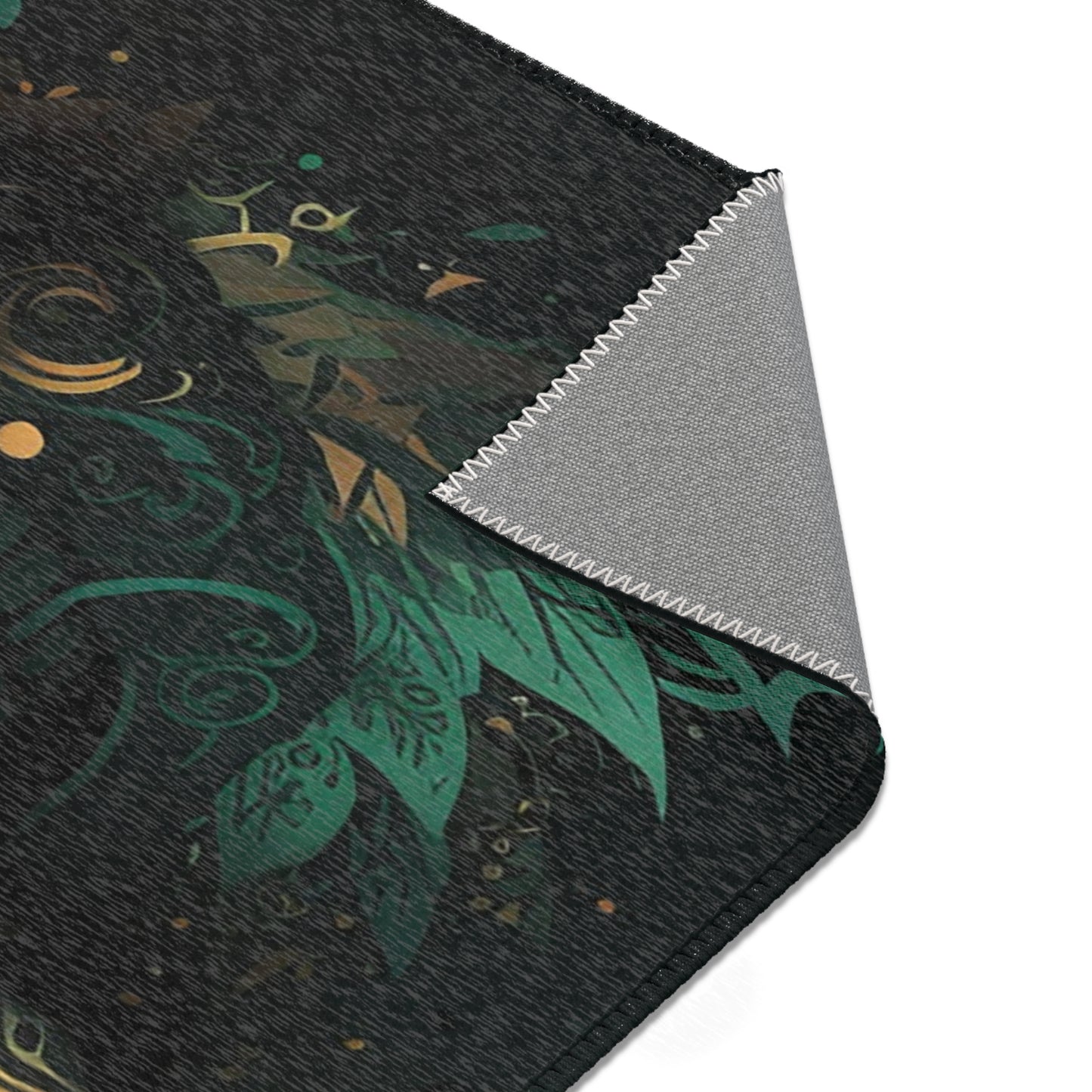 Green & Gold Sugar Skull Area Rug