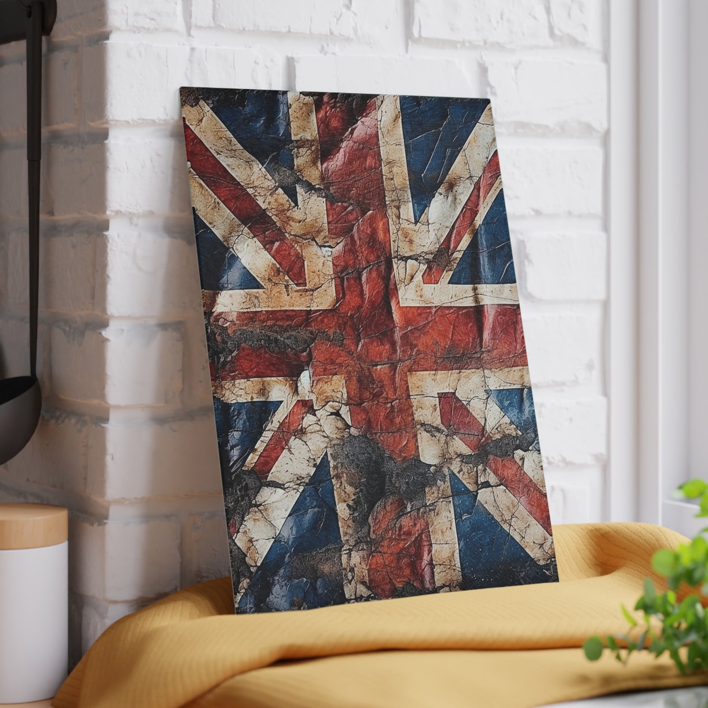 British Union Jack Tattered Flag Glass Cutting Board
