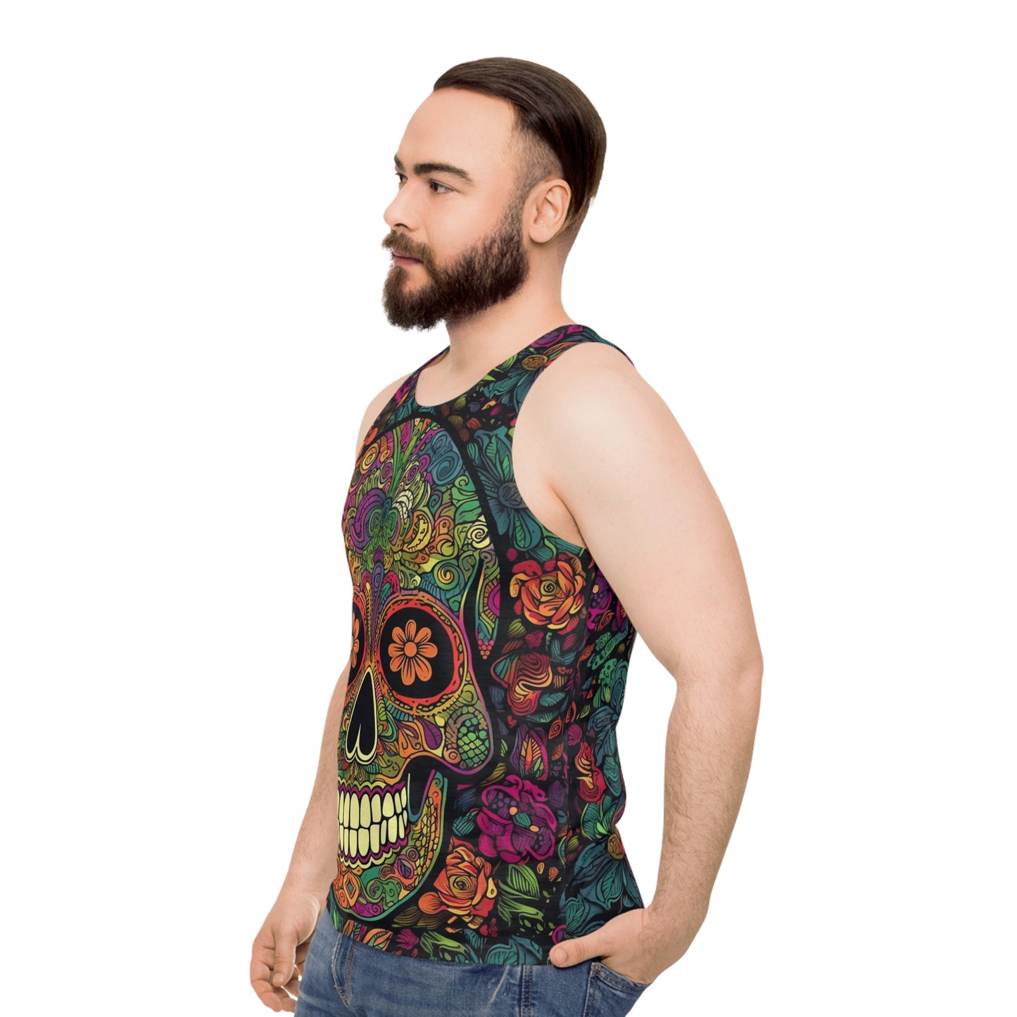 Retro Sugar Skull Unisex Tank Top