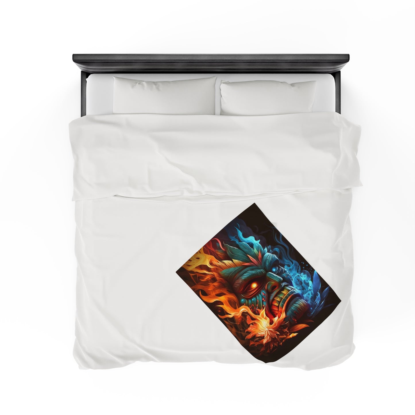 Smoke & Flame Tiki Velveteen Plush Blanket