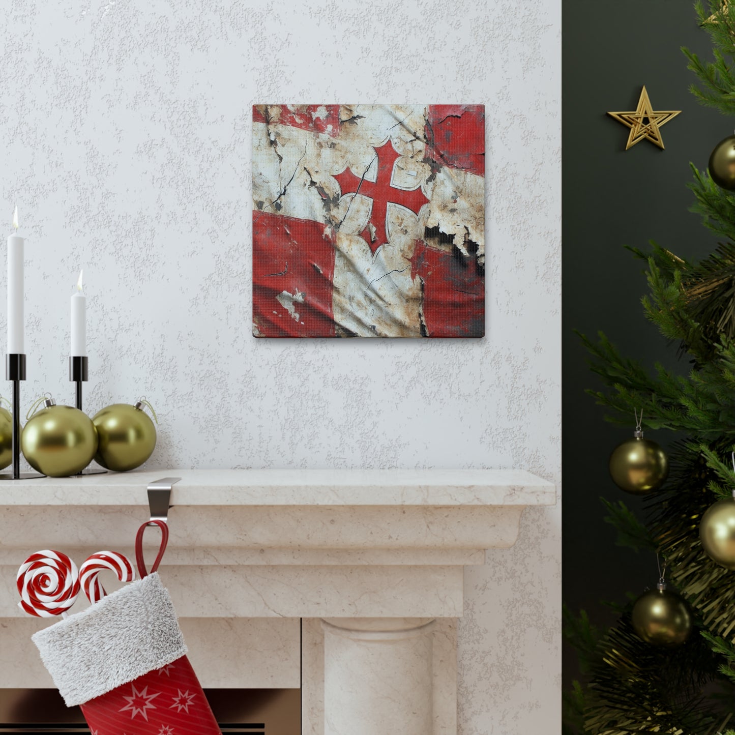 Tattered Templar Flag Canvas Gallery Wraps