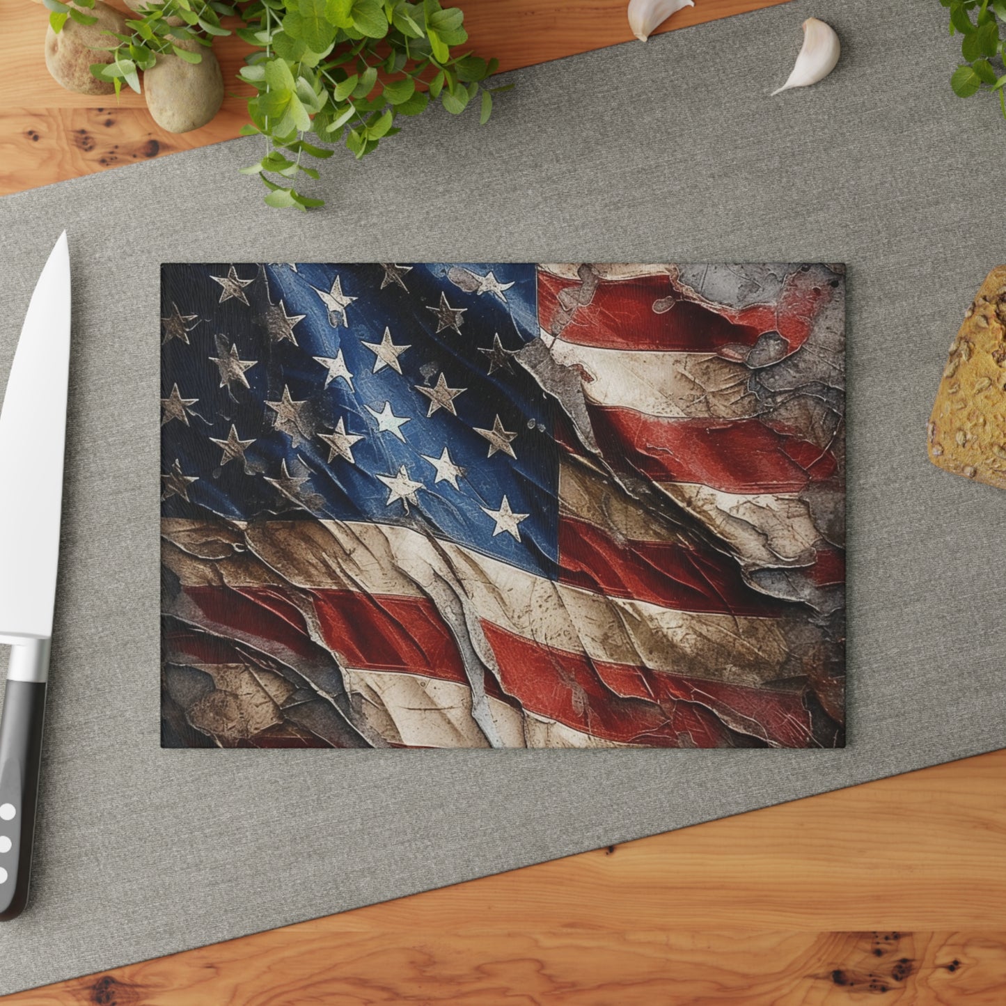 Distressed American Flag Glass Cutting Board