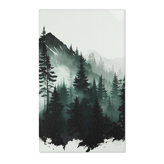 Misty Mountain Watercolor Area Rug