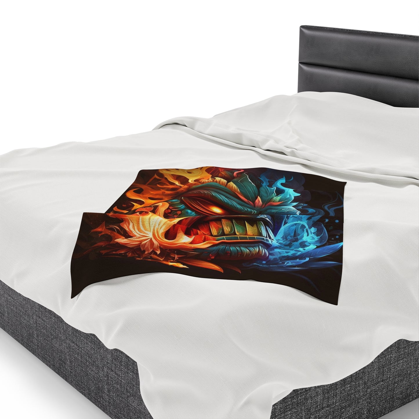 Smoke & Flame Tiki Velveteen Plush Blanket