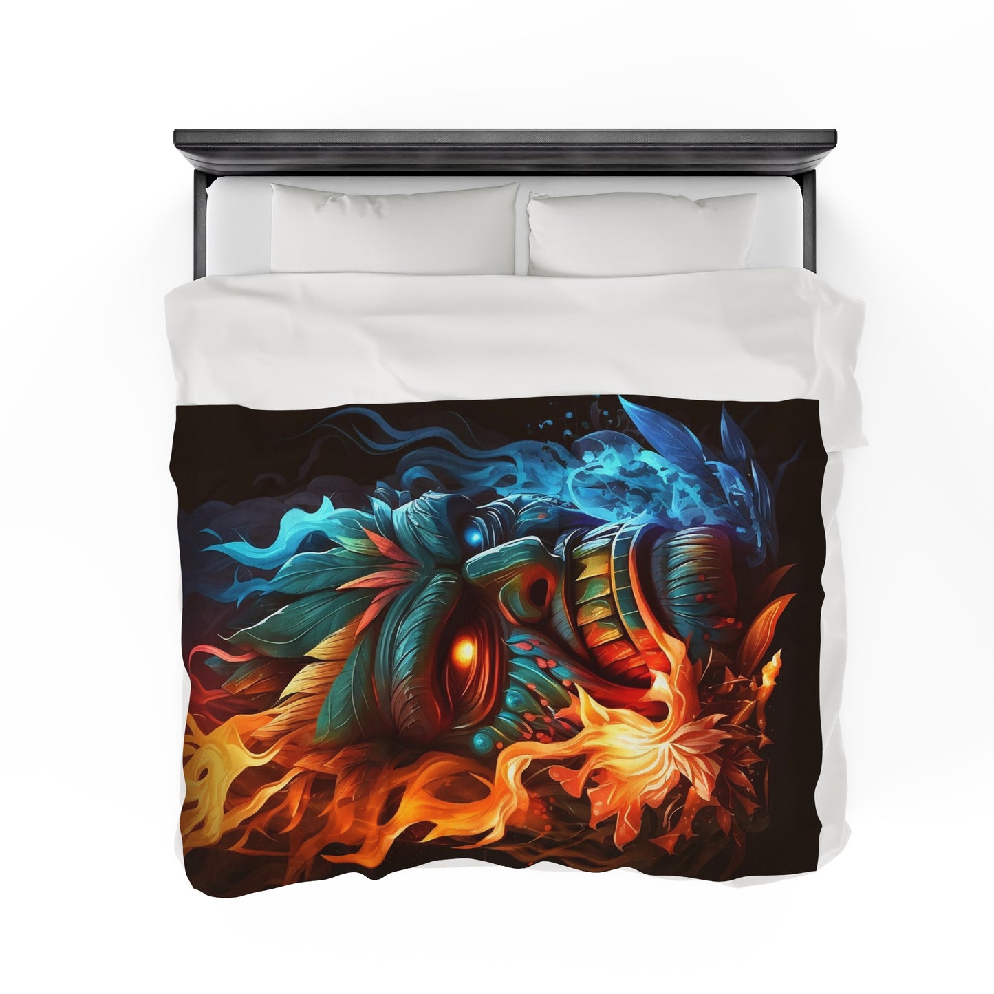 Smoke & Flame Tiki Velveteen Plush Blanket
