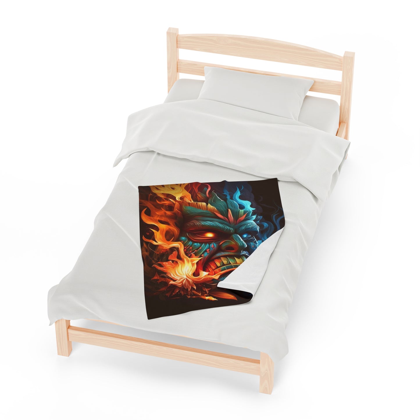 Smoke & Flame Tiki Velveteen Plush Blanket