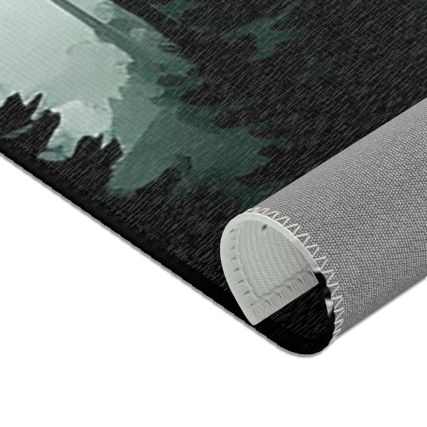Misty Mountain Watercolor Area Rug