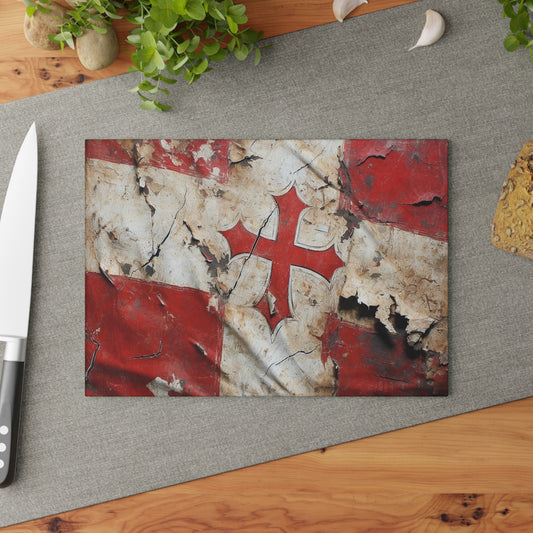 Templar Flag Glass Cutting Board