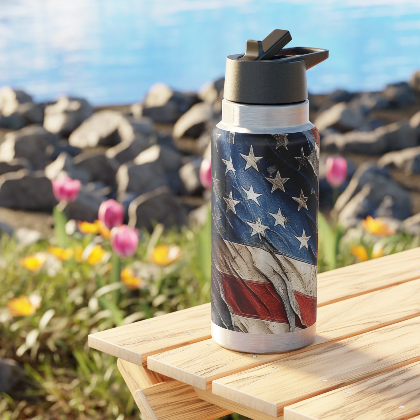 Distressed American Flag Gator Tumbler, 32oz
