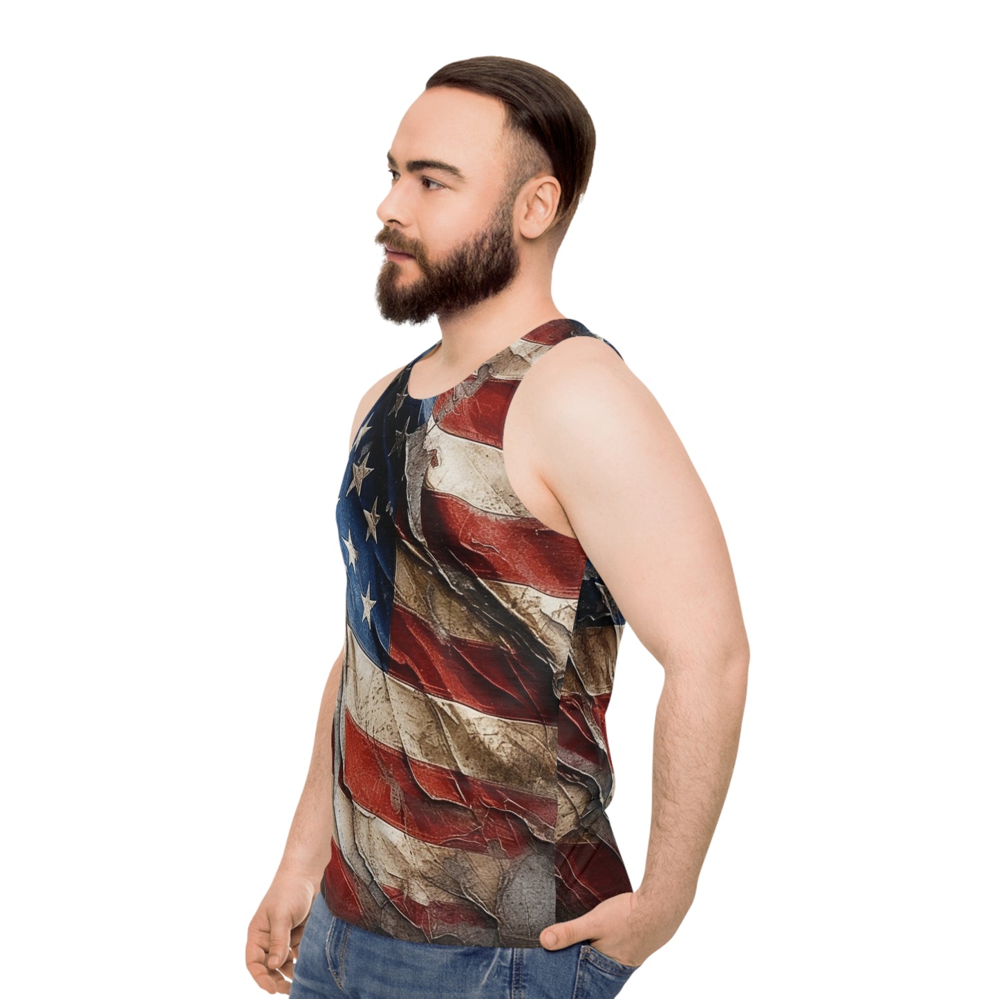 Distressed American Flag Unisex Tank Top (AOP)