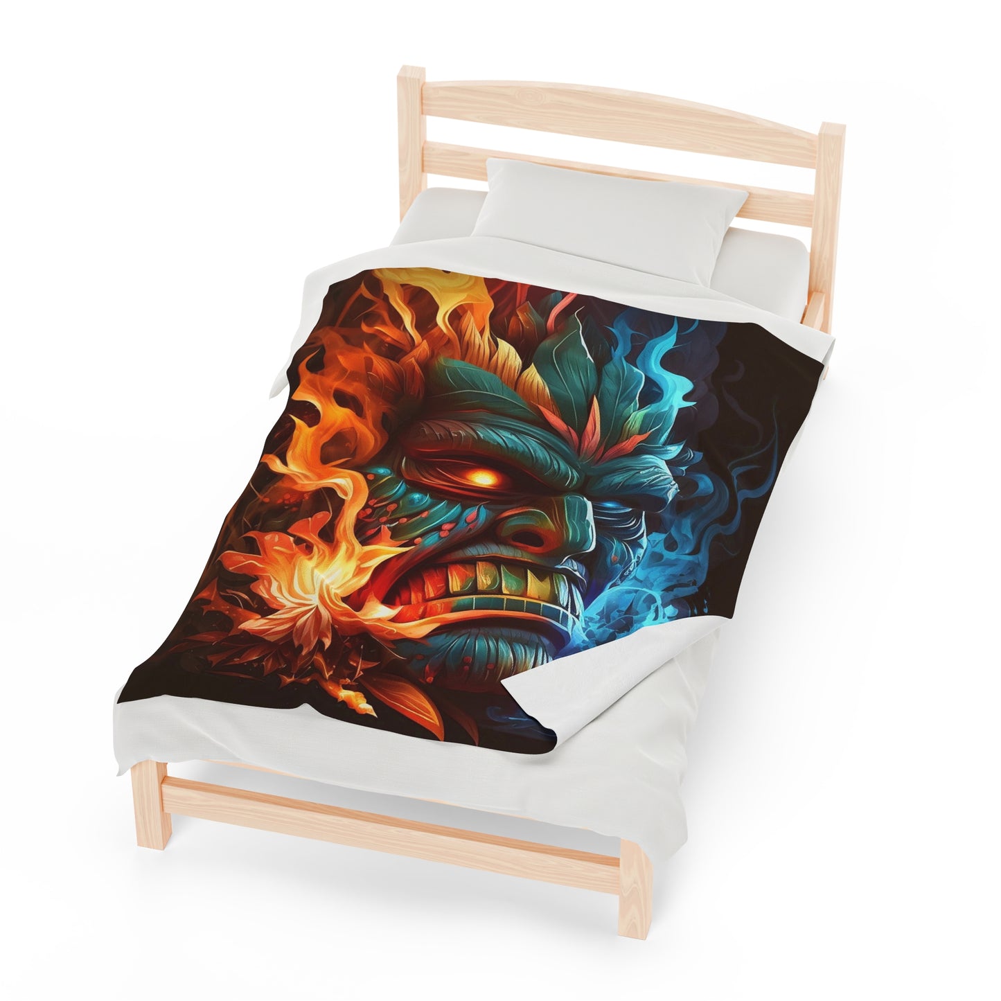 Smoke & Flame Tiki Velveteen Plush Blanket