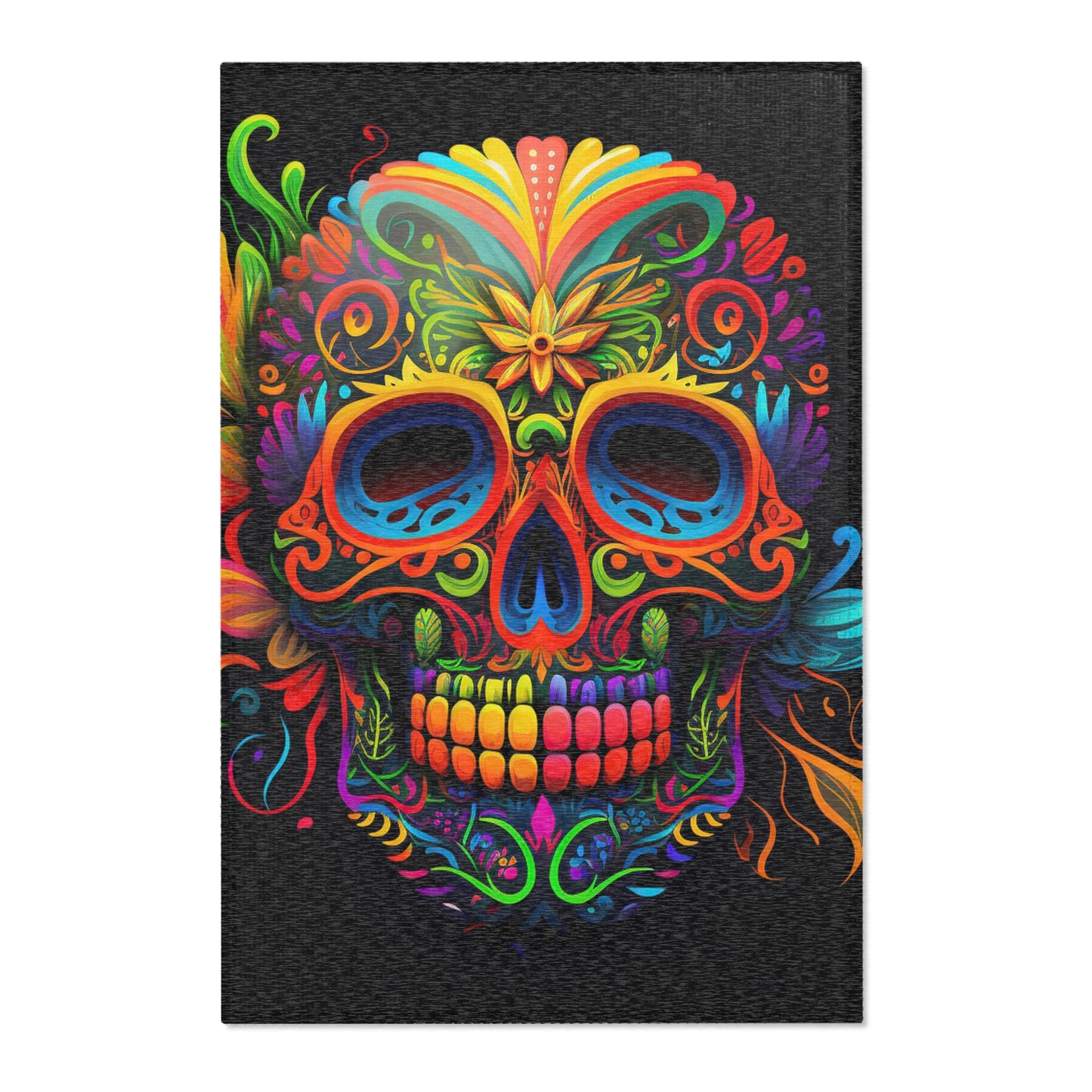 Neon Sugar Skull Area Rug