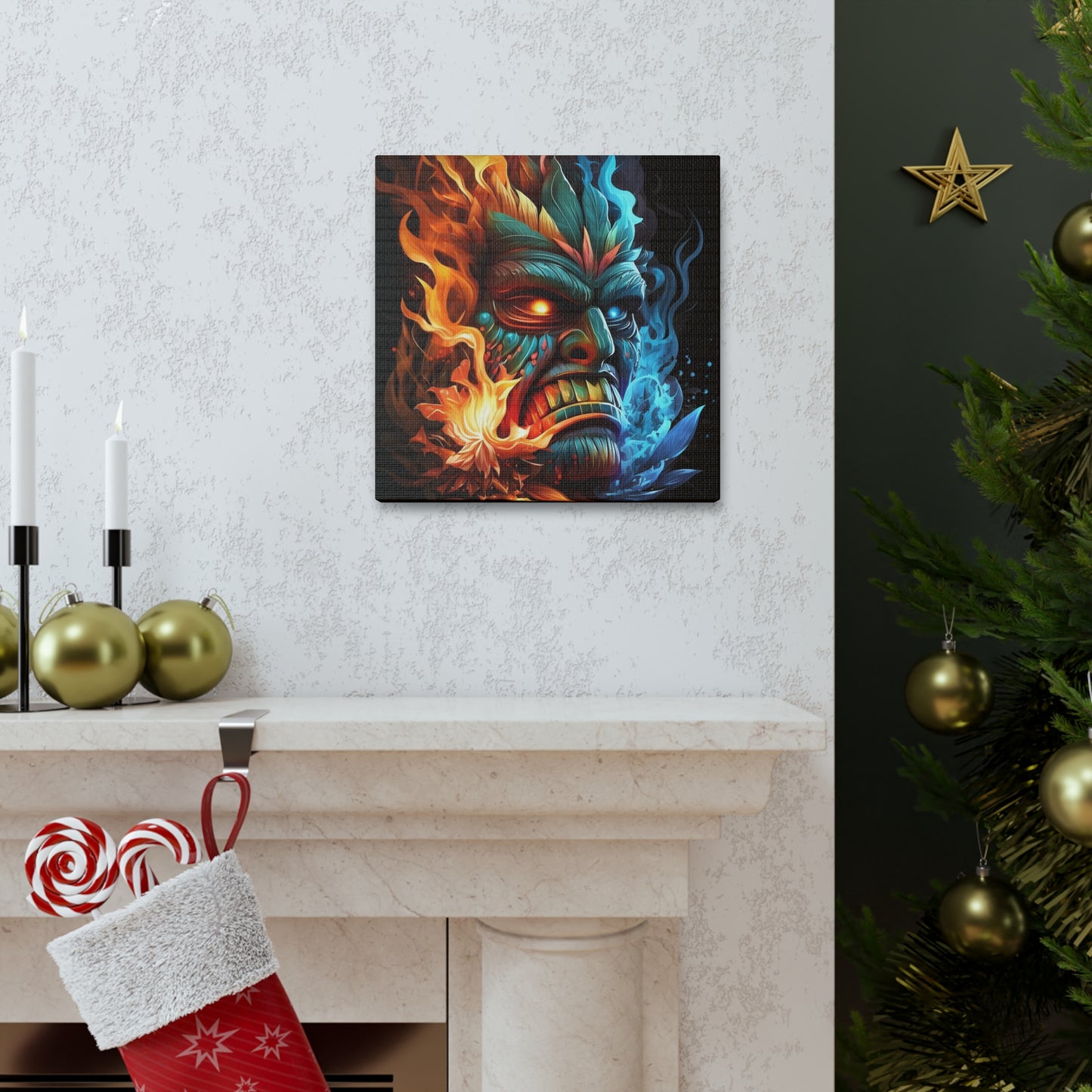 Smoke & Flame Tiki Canvas Gallery Wraps