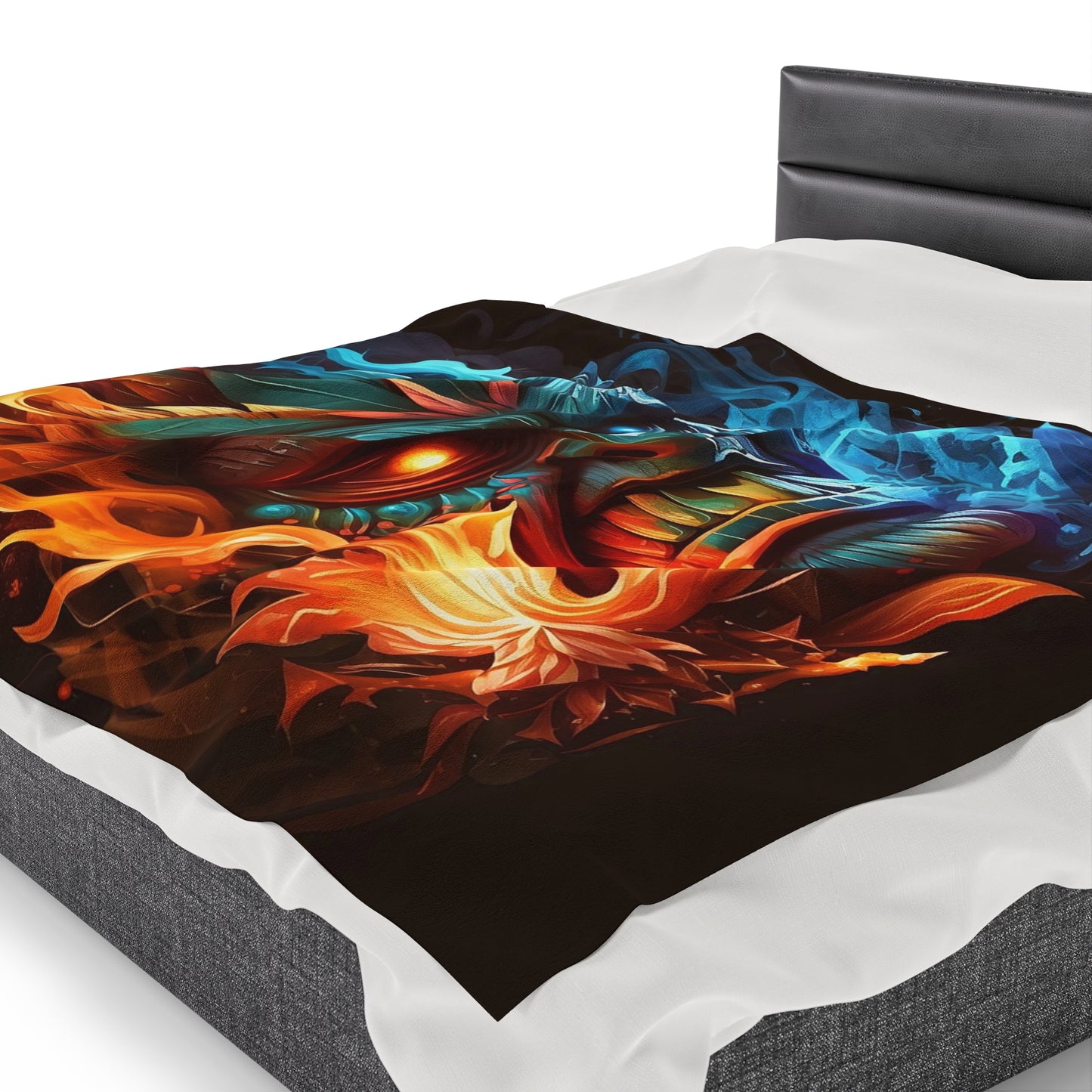 Smoke & Flame Tiki Velveteen Plush Blanket