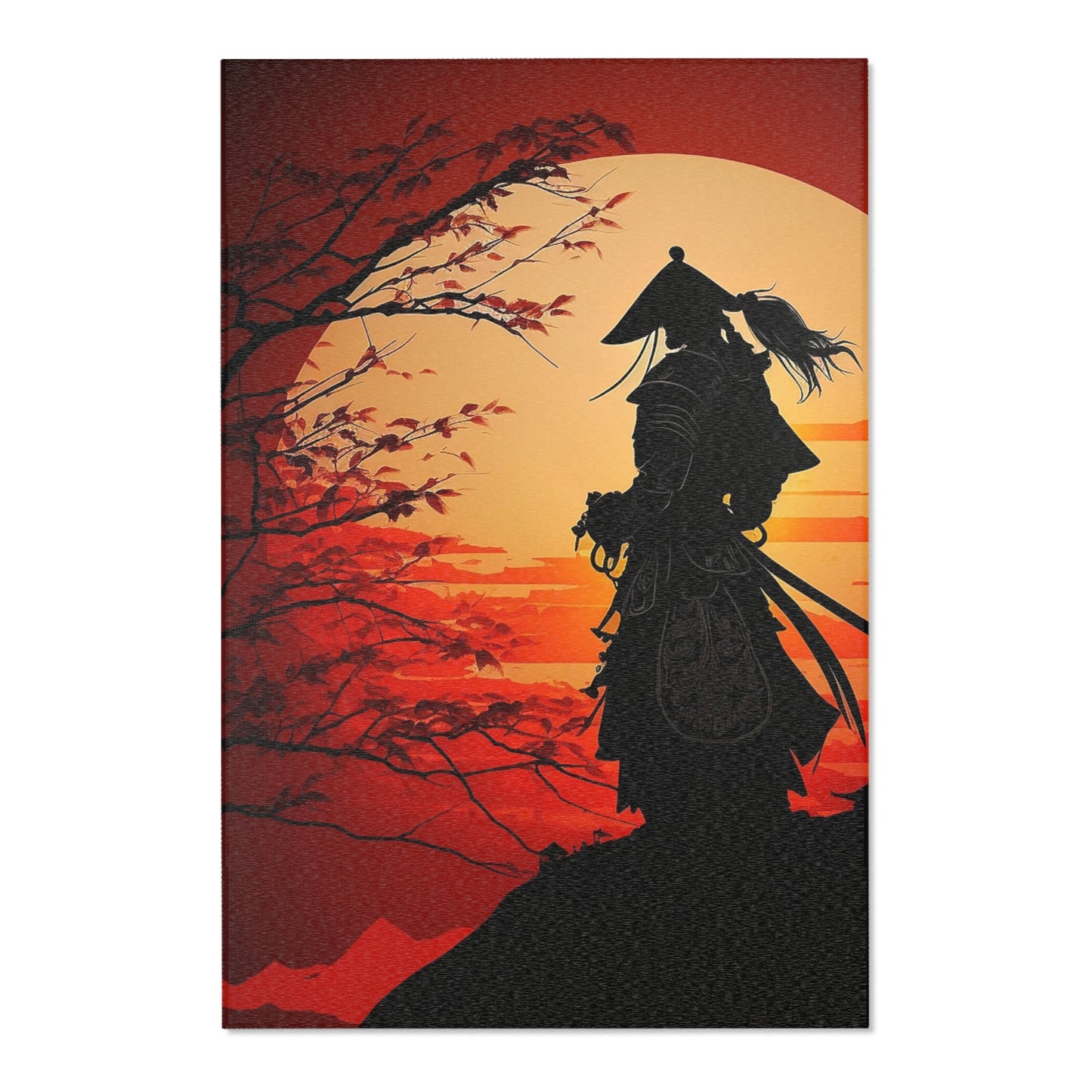 Japanese Sunset Samurai Area Rug