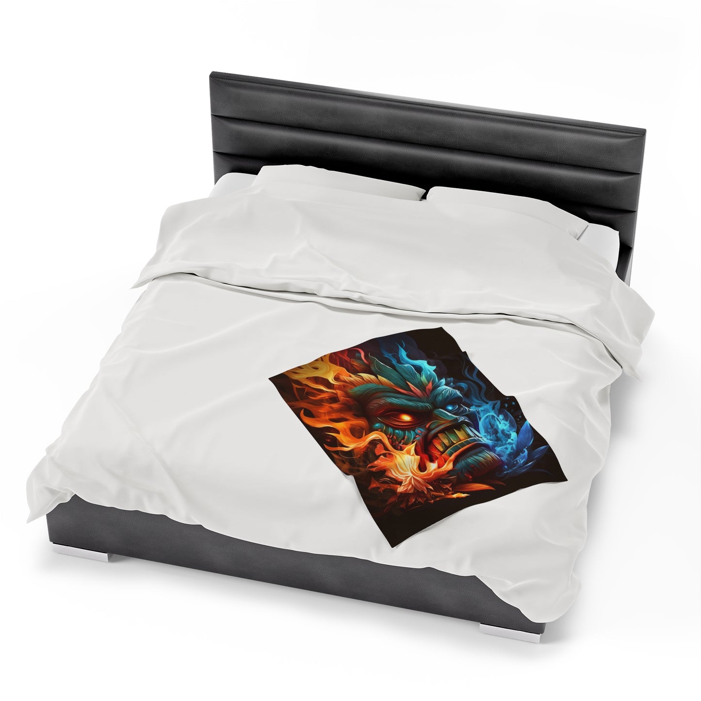 Smoke & Flame Tiki Velveteen Plush Blanket
