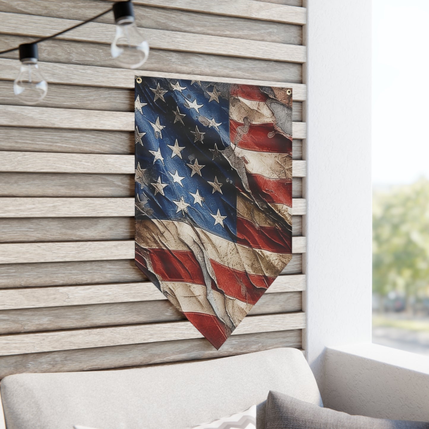 Distressed American Flag Pennant Banner