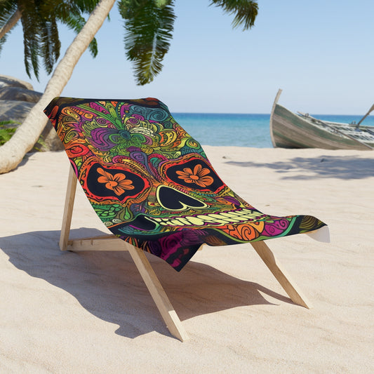 Retro Sugar Skull Beach Towel