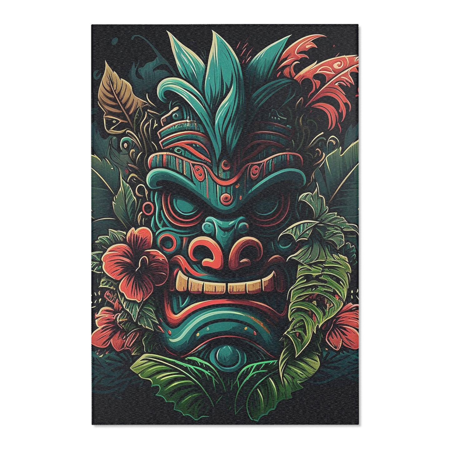 Green Tiki Area Rug
