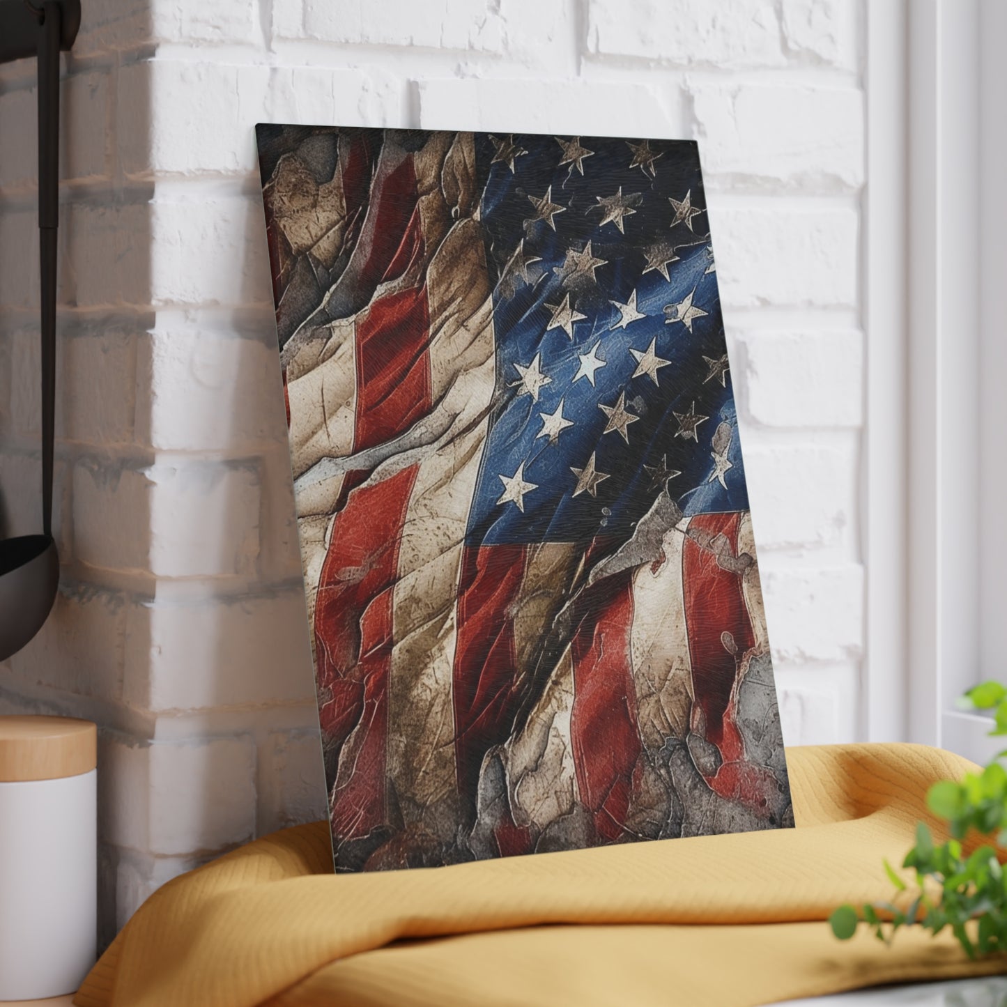 Distressed American Flag Glass Cutting Board