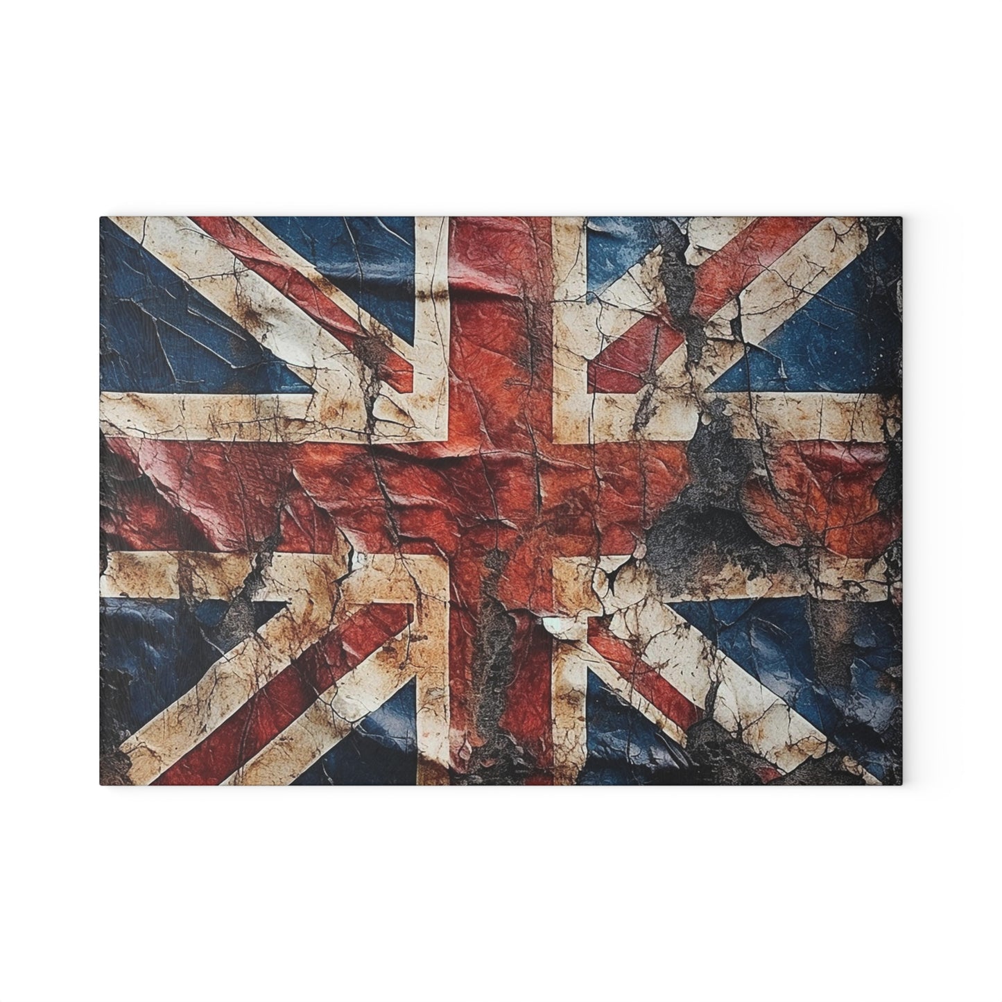 British Union Jack Tattered Flag Glass Cutting Board