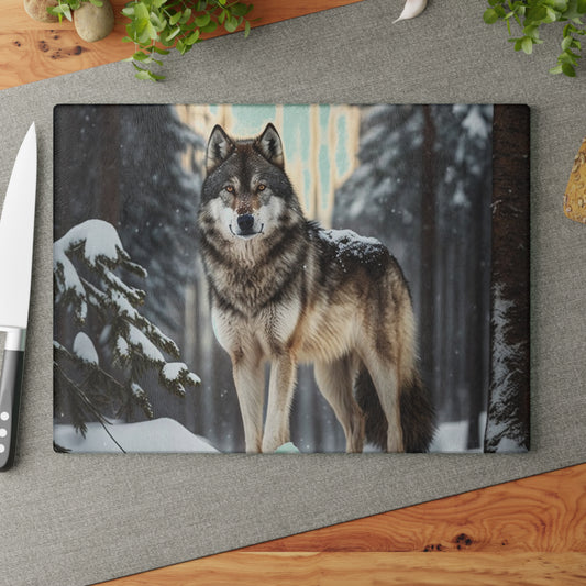 Grey Wolf Glass Cutting Board