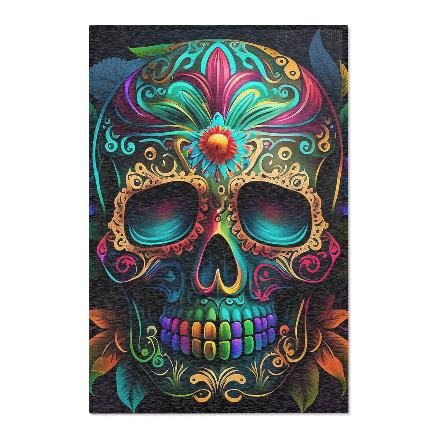 Flower Sugar Skull Area Rug