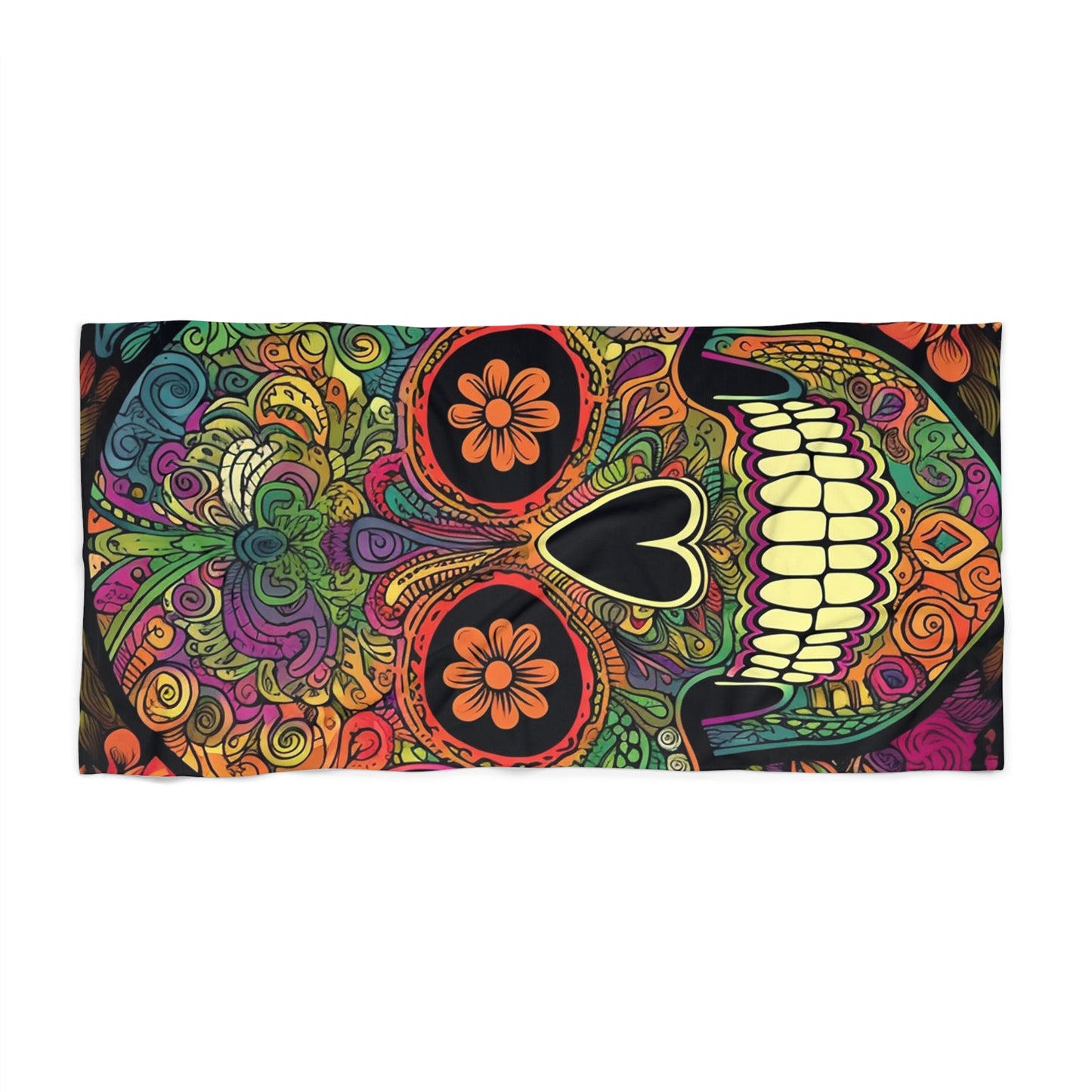 Retro Sugar Skull Beach Towel