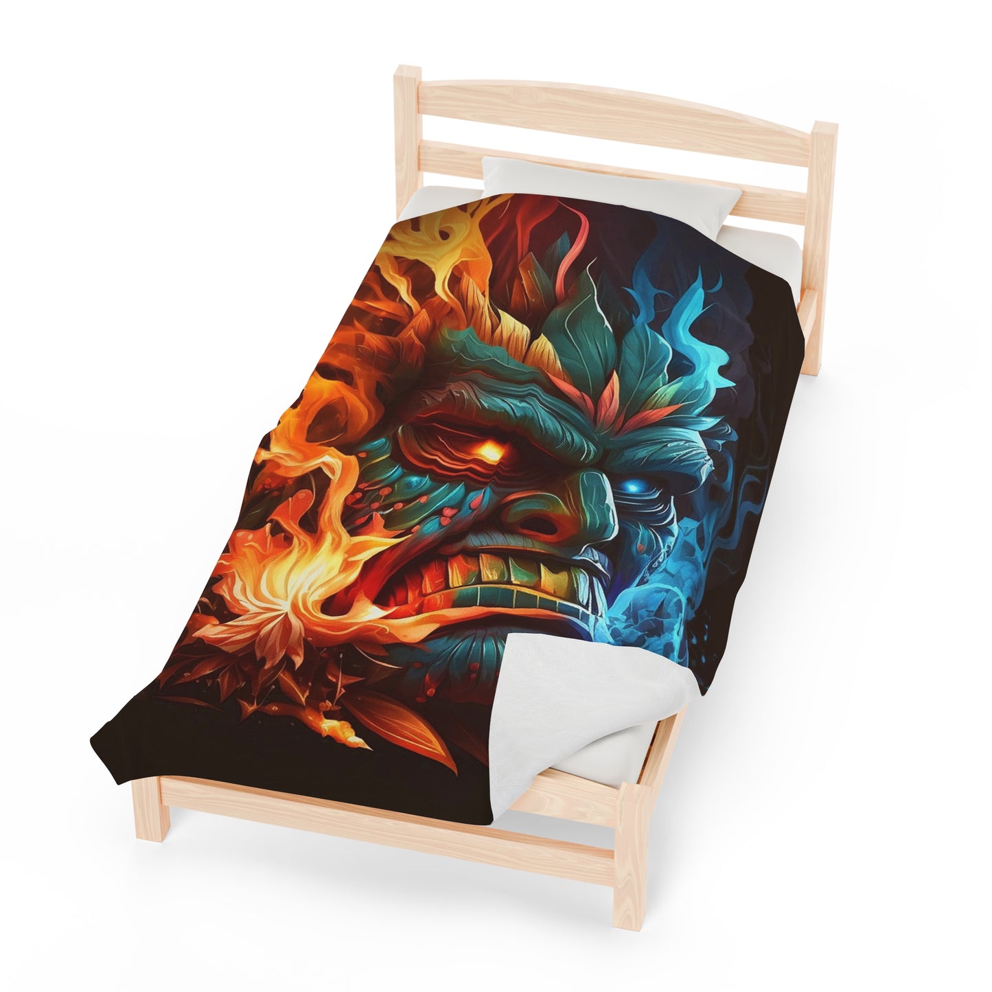 Smoke & Flame Tiki Velveteen Plush Blanket