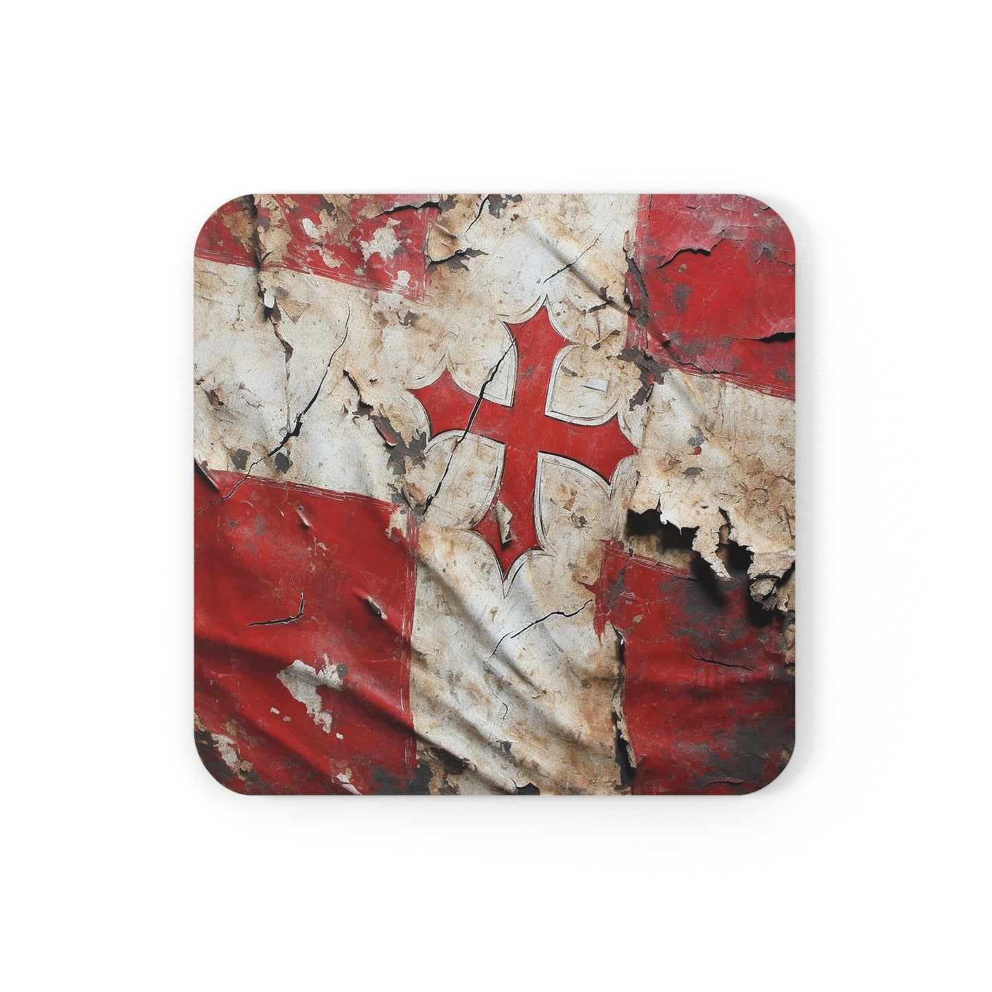 Tattered Templar Flag Corkwood Coaster Set