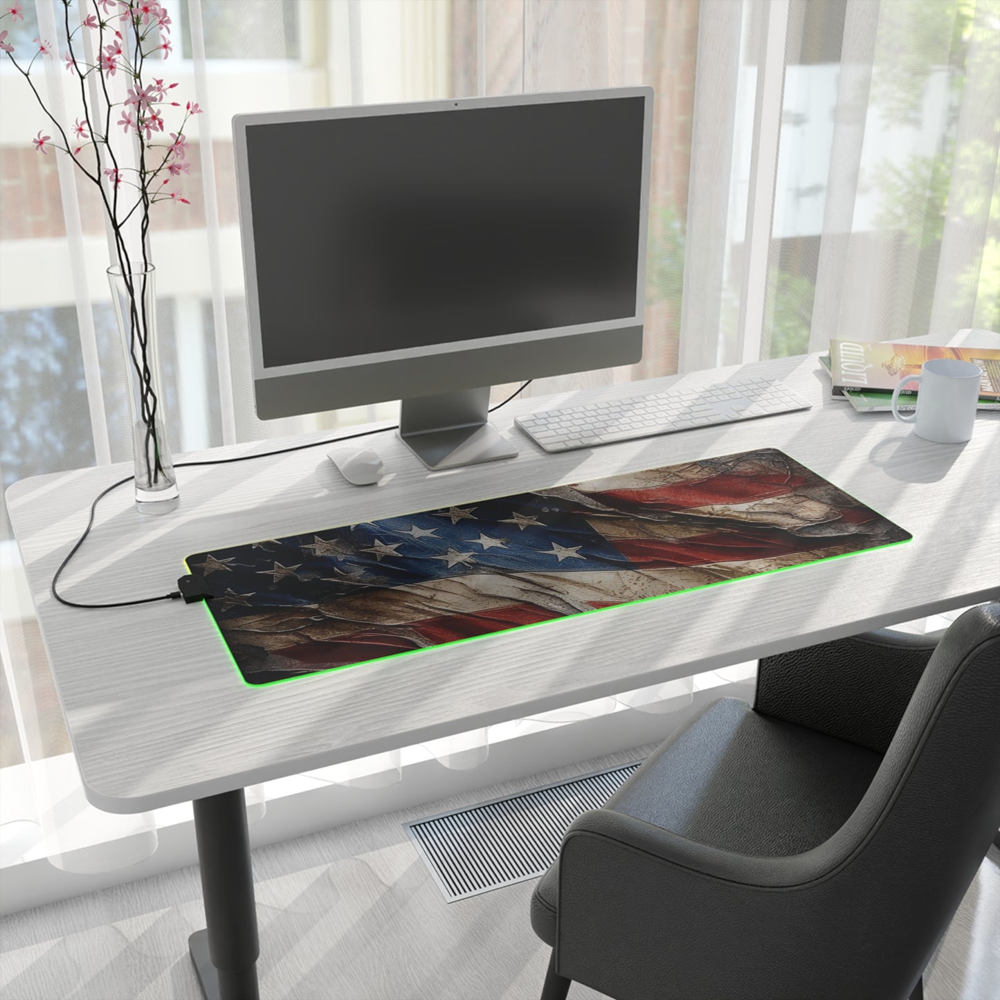 Distressed American Flag LED Gaming Mouse Pad