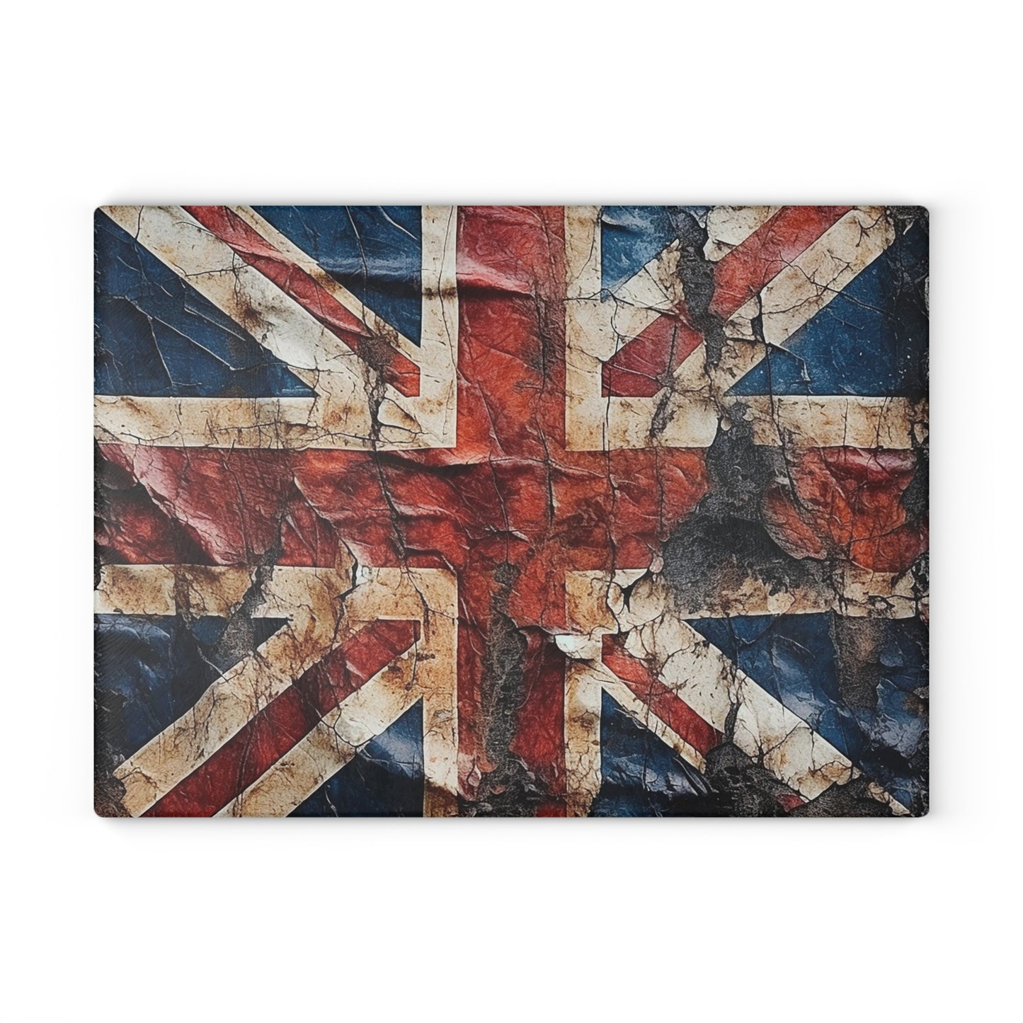 British Union Jack Tattered Flag Glass Cutting Board