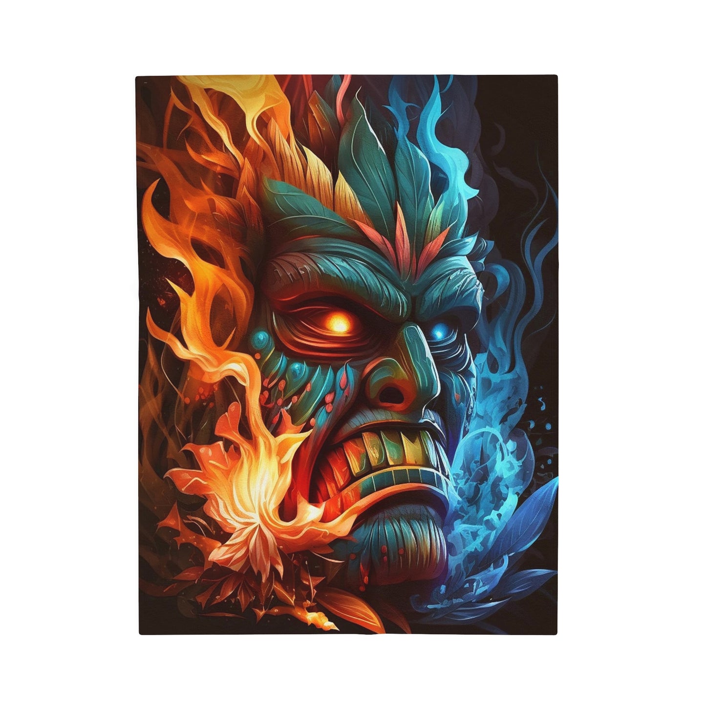 Smoke & Flame Tiki Velveteen Plush Blanket