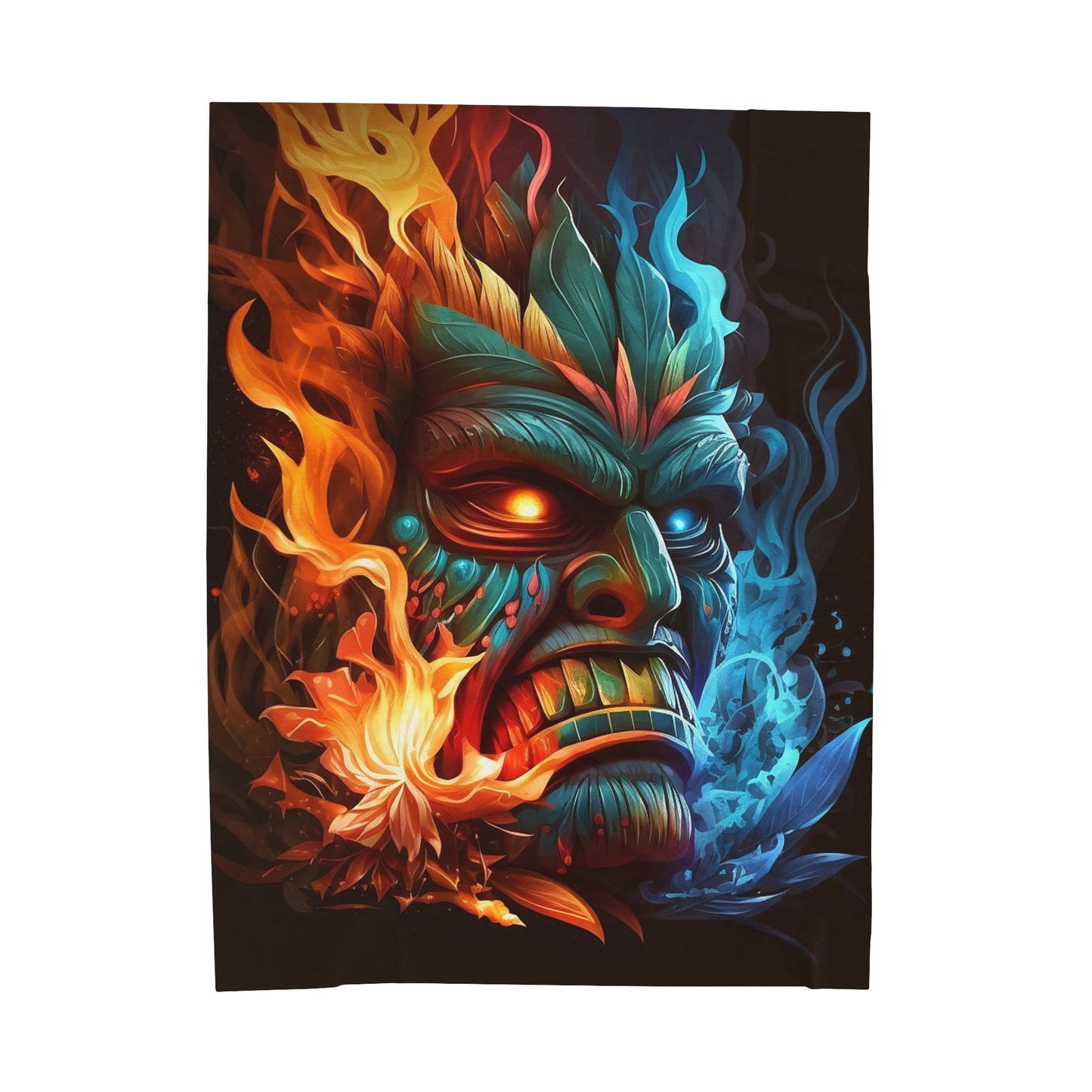 Smoke & Flame Tiki Velveteen Plush Blanket