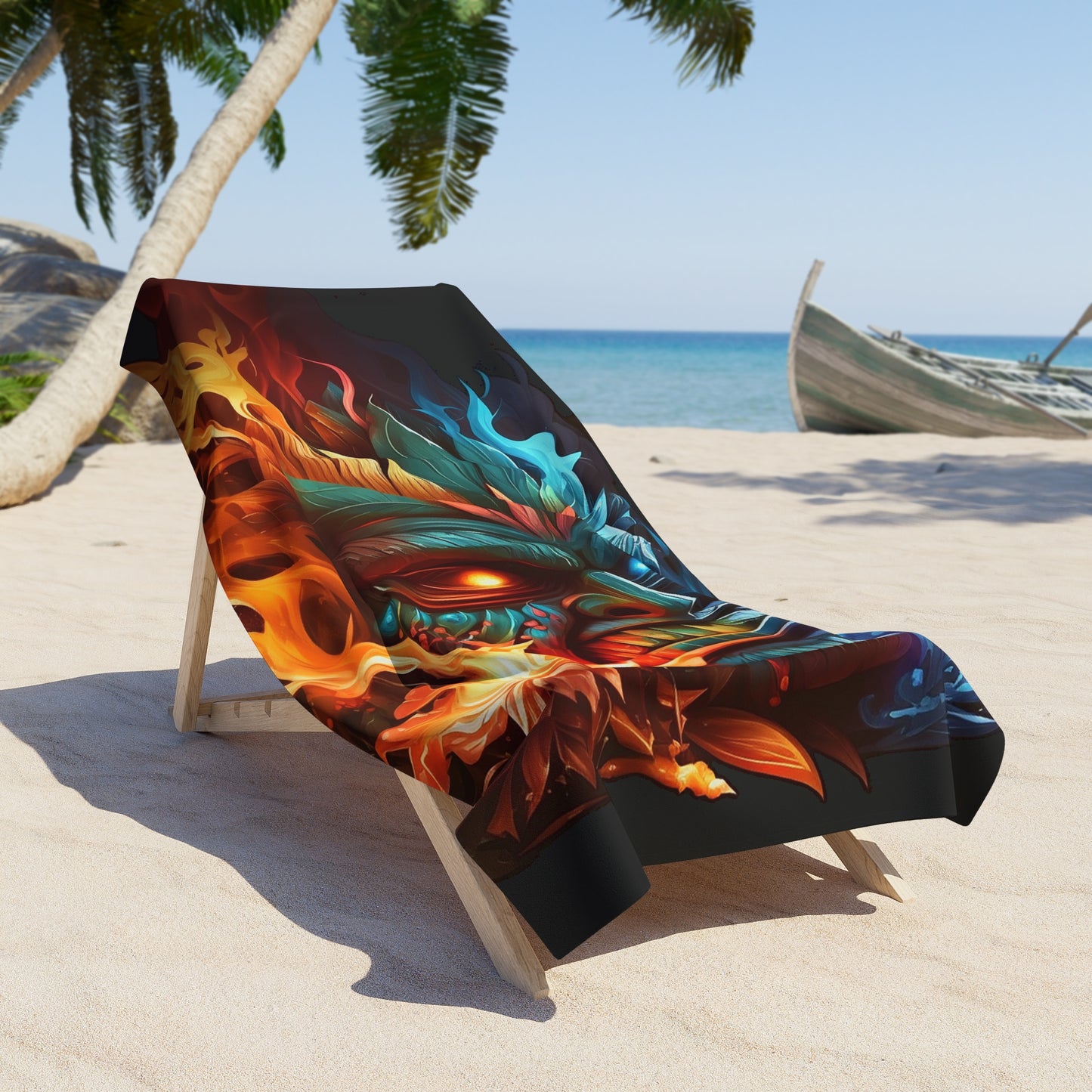 Smoke & Flame Tiki Beach Towel
